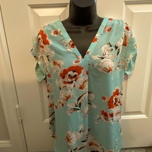 NWT light blue flowery blouse